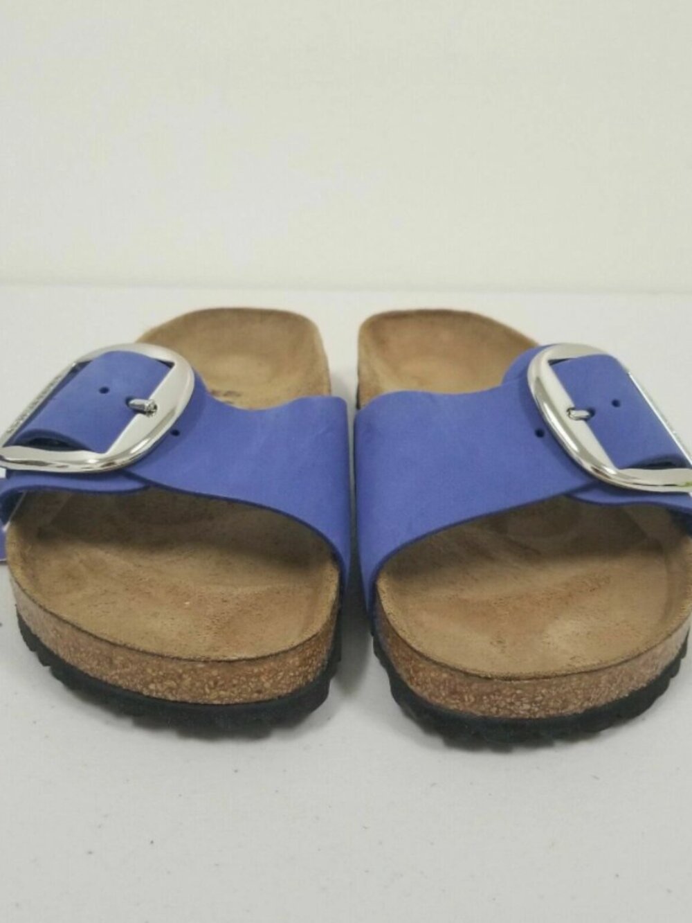 Birkenstock Madrid Big Buckle Azure Blue Nubuck Leather Narrow Width Sandals